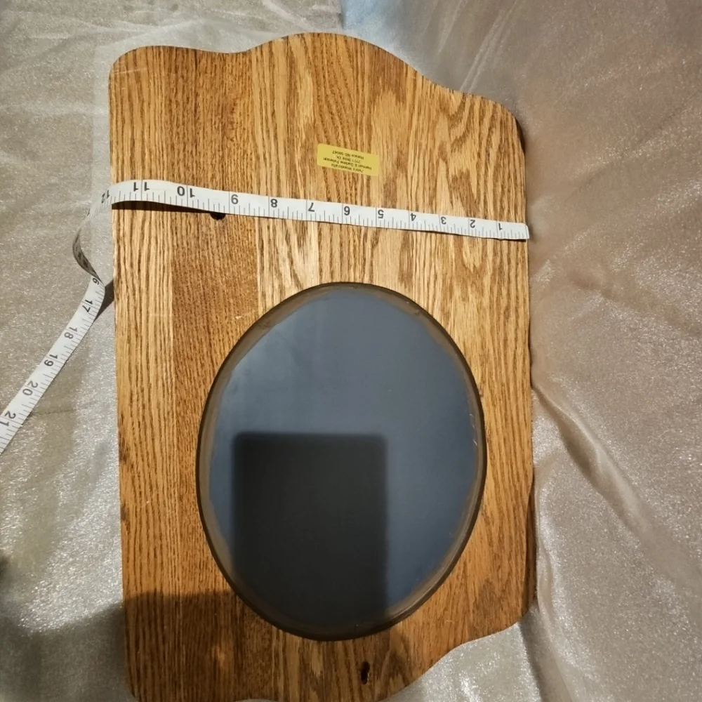 Vintage Hand Madw Elegant Oak Wall Mirror with Shelf